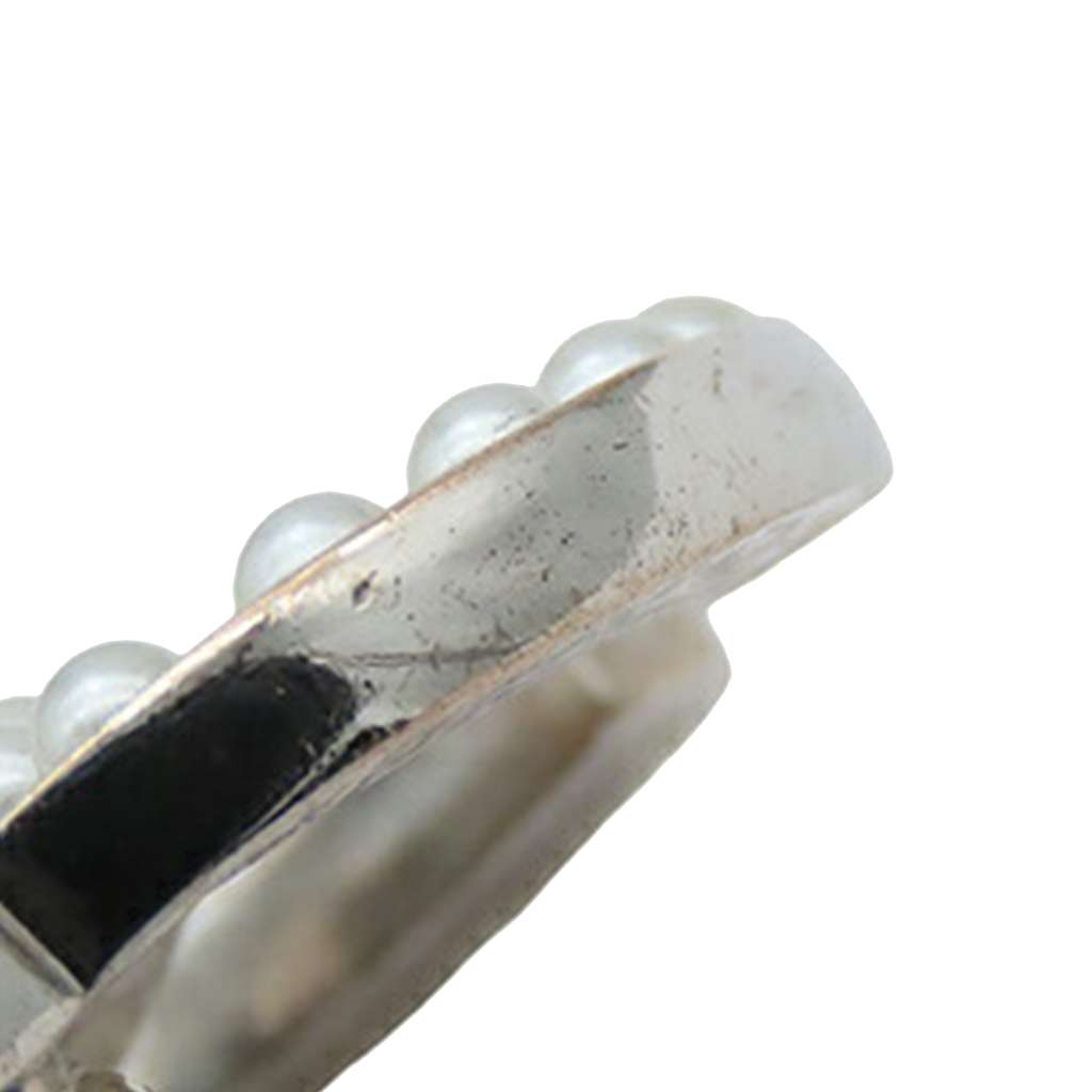 Chanel Silver Plated CC Faux Pearl Brooch - Image 11