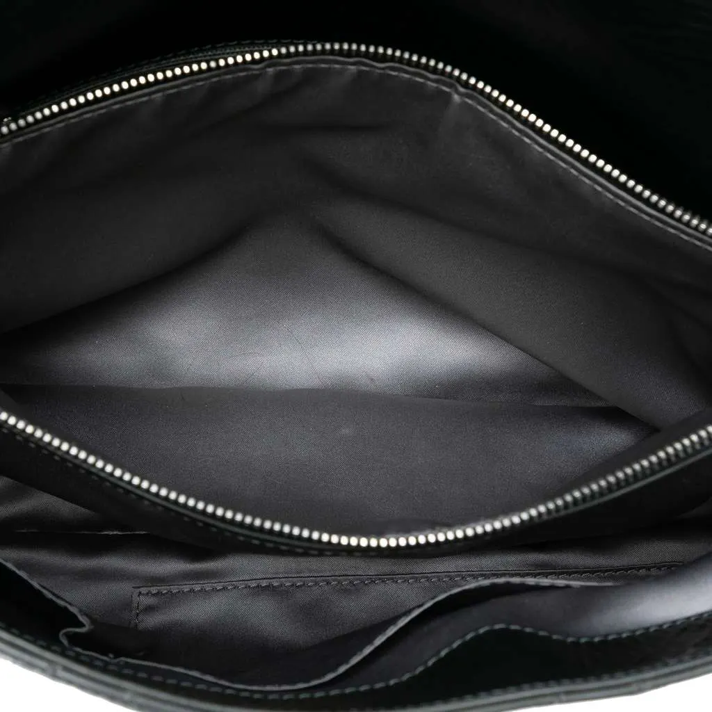 Chanel XL CC Glazed Quilted Calfskin Single Flap Black Leather Good - Model View