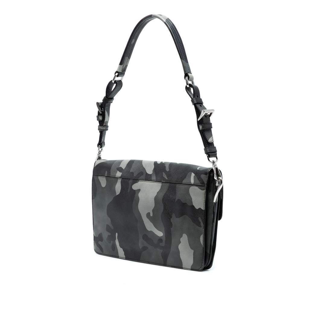 Prada Saffiano Camouflage Sound Lock Shoulder Bag - Back view