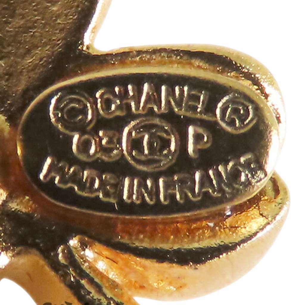 Chanel Gold Plated CC Clover Push Back Earrings - Image 6