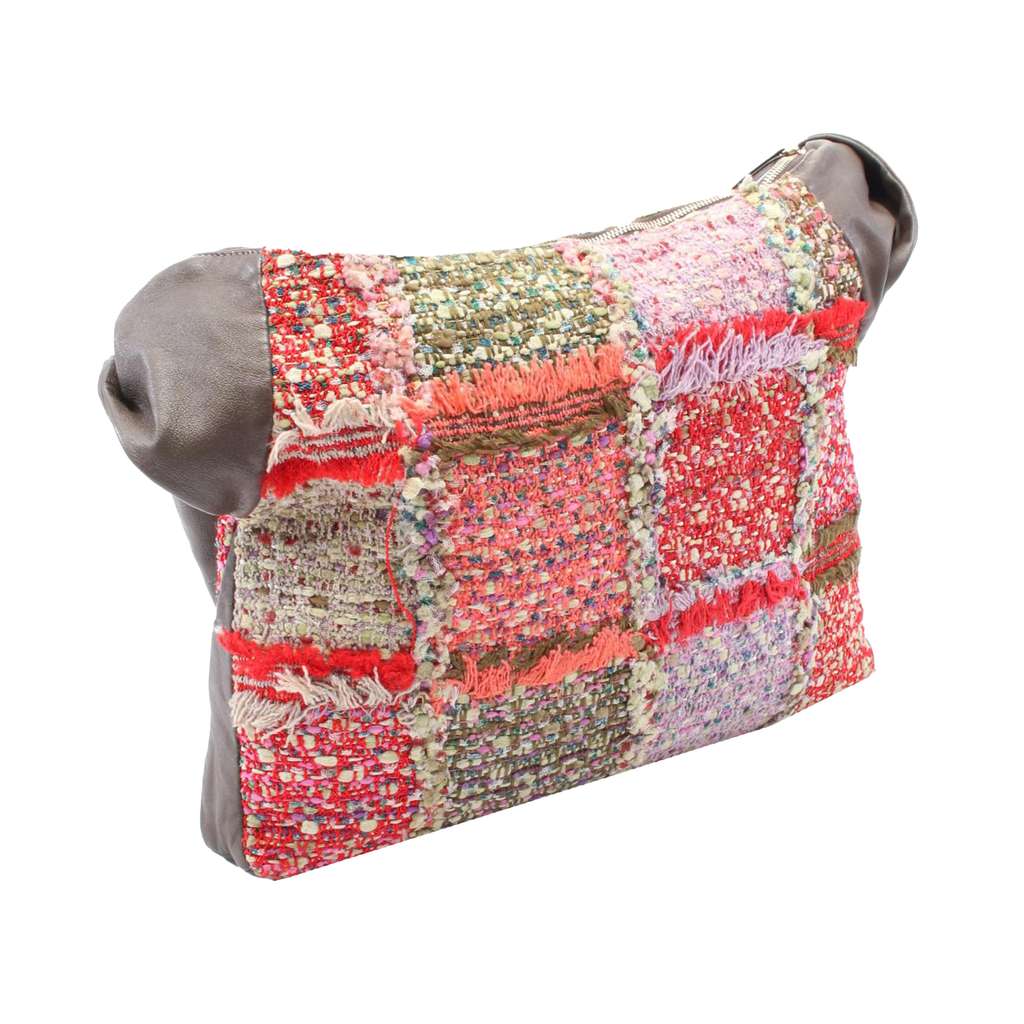 Chanel Large Tweed and Lambskin Girl Bag - Back view