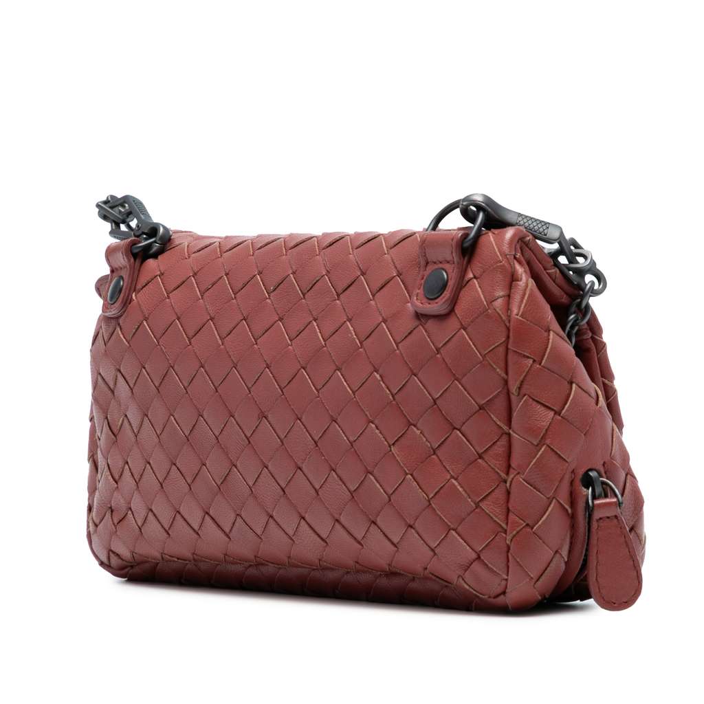 Bottega Veneta Mini Nappa Intrecciato Expandable Chain Flap Crossbody - Back view