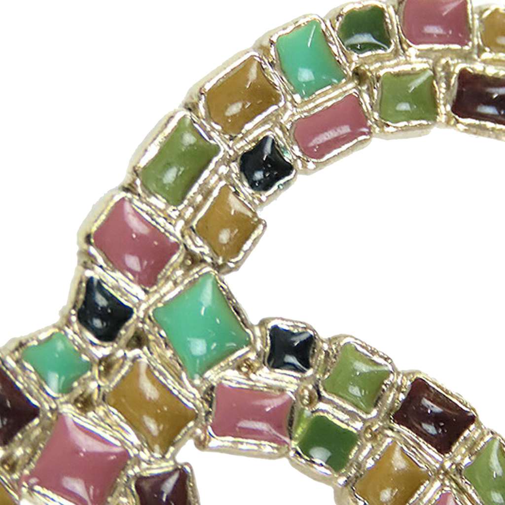 Chanel Gold Plated Enamel CC Brooch - Image 10