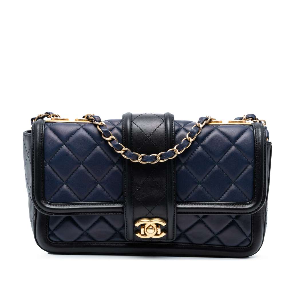 Chanel Medium Bicolor Quilted Lambskin Elegant CC Flap