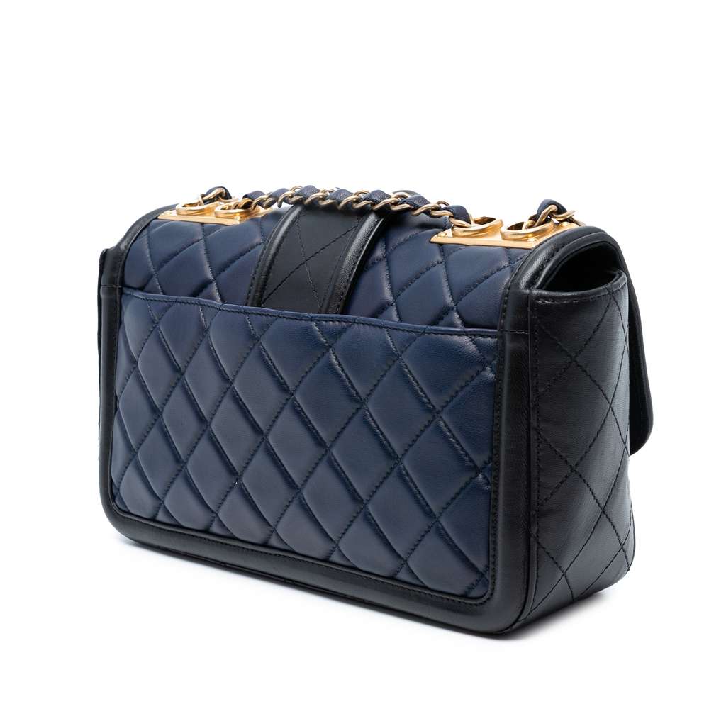 Chanel Medium Bicolor Quilted Lambskin Elegant CC Flap - Back view