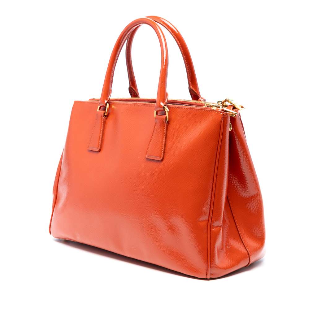 Prada Medium Saffiano Vernice Galleria Double Zip Satchel - Back view