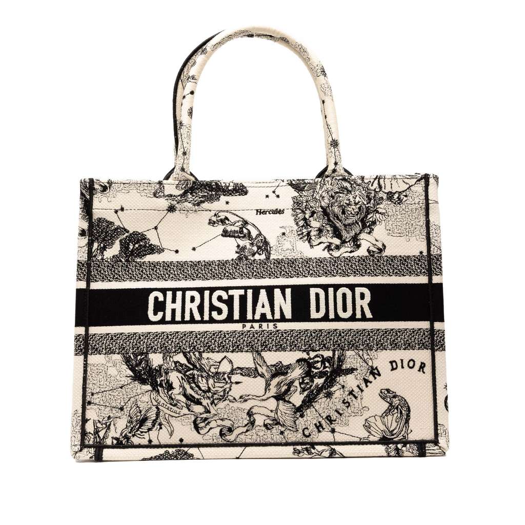 Dior Medium Canvas Embroidered Zodiac Toile De Jouy Book Tote