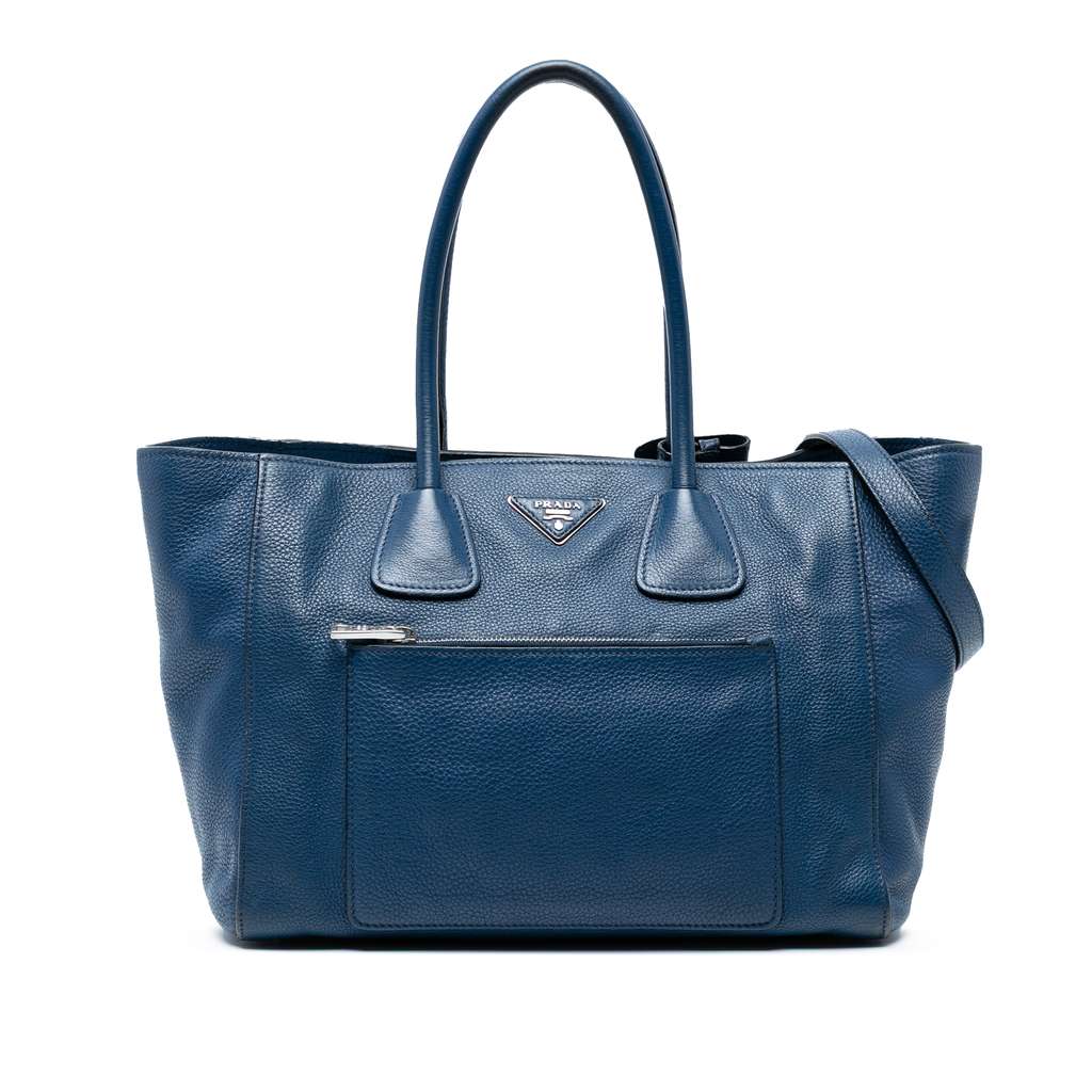 Prada Vitello Daino Front Pocket Open Convertible Tote
