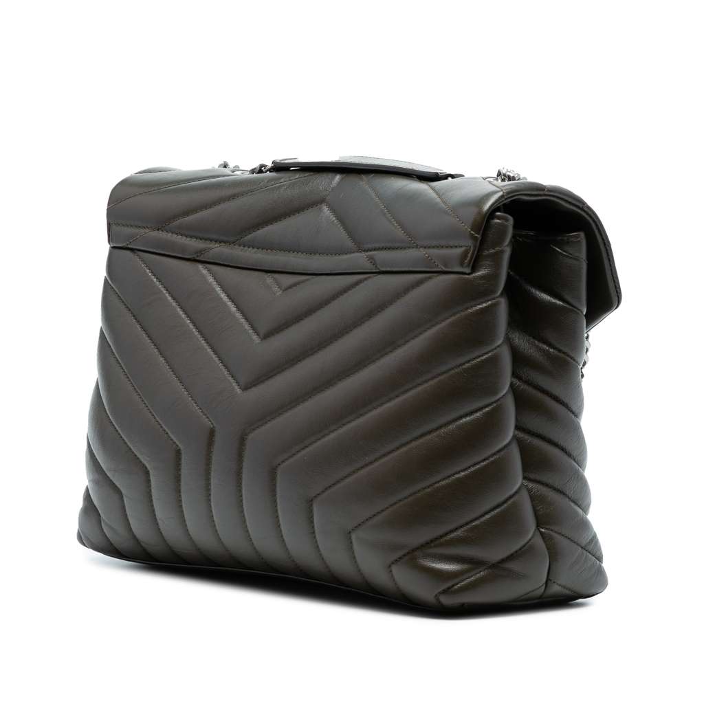 Saint Laurent Medium Matelasse Leather Monogram LouLou Chain Bag - Back view