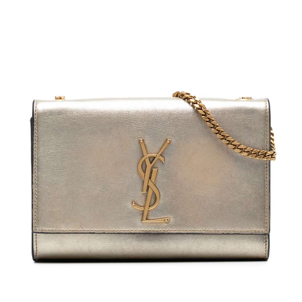 Saint Laurent Small Metallic Calfskin Monogram Kate Crossbody