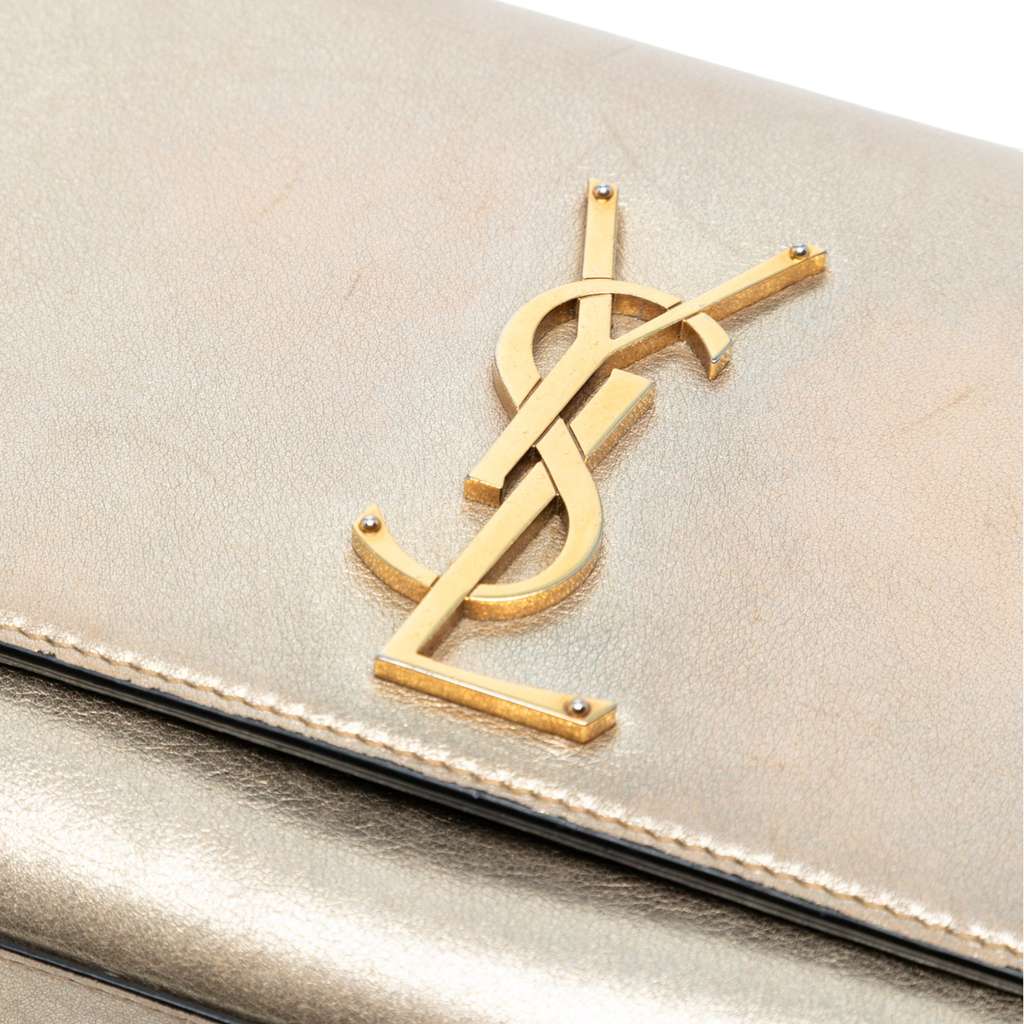 Saint Laurent Small Metallic Calfskin Monogram Kate Crossbody - Detail 1