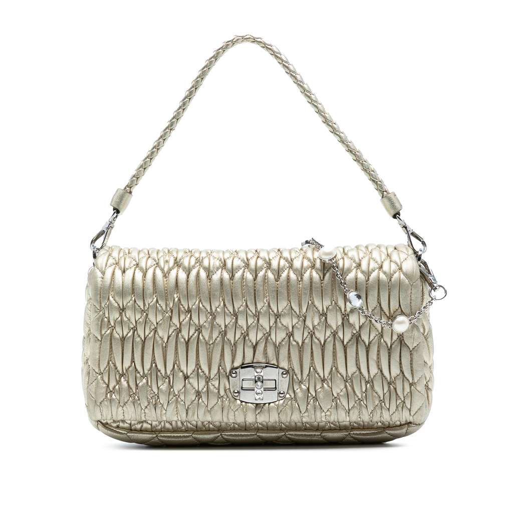 Miu Miu Matelasse Nappa Crystal Chain Satchel