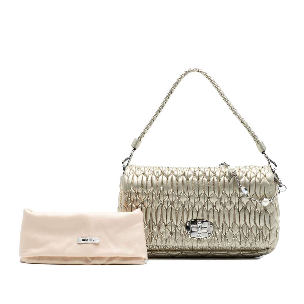 Miu Miu Matelasse Nappa Crystal Chain Satchel - Detail 1