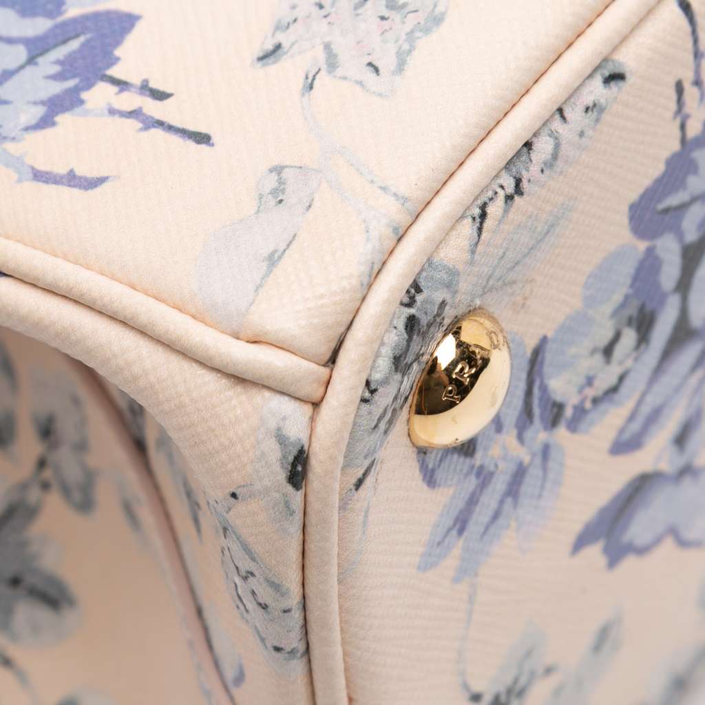 Prada Small Saffiano Lux Galleria Floral Print Double Zip Satchel - Image 11