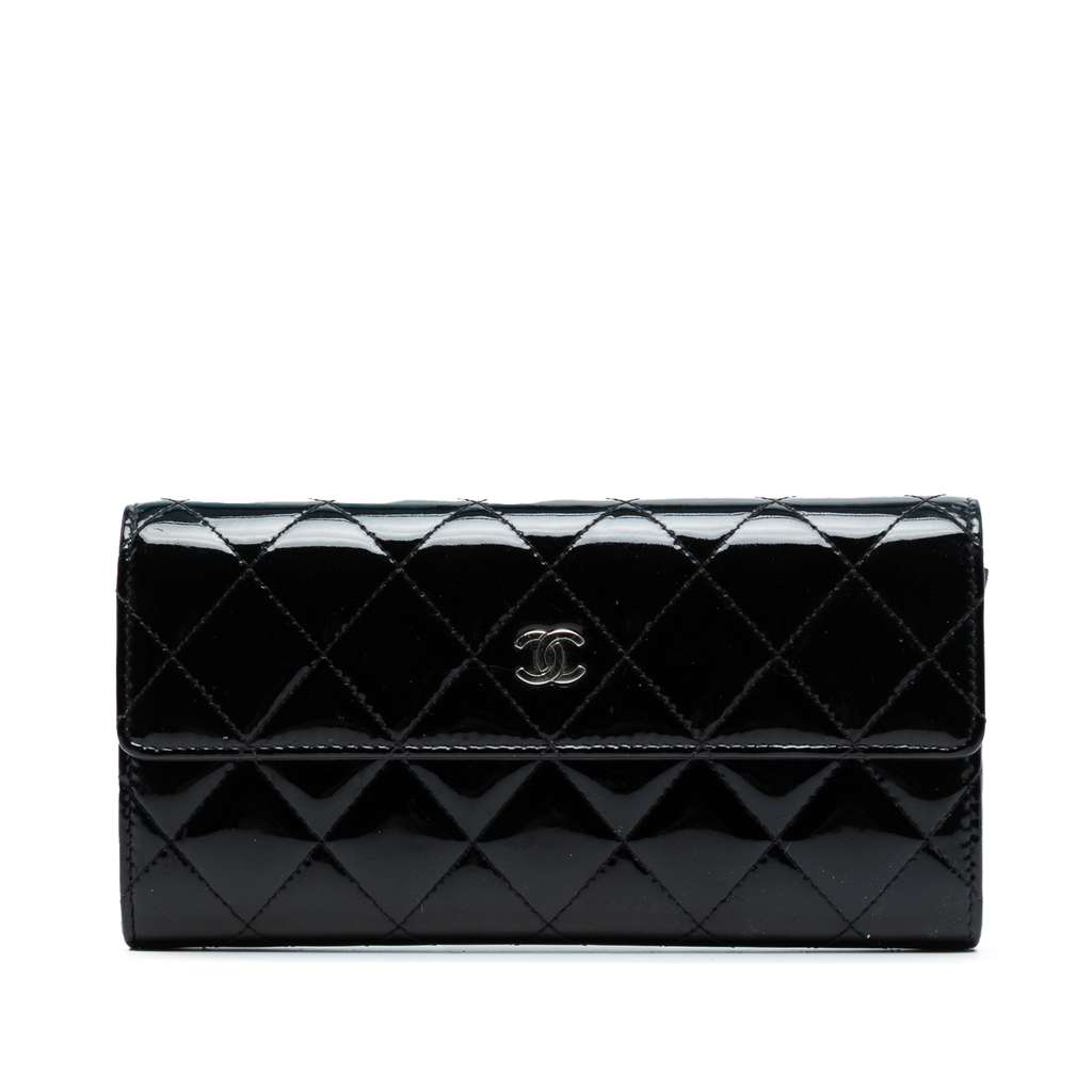 Chanel Large CC Quilted Patent Flap Wallet