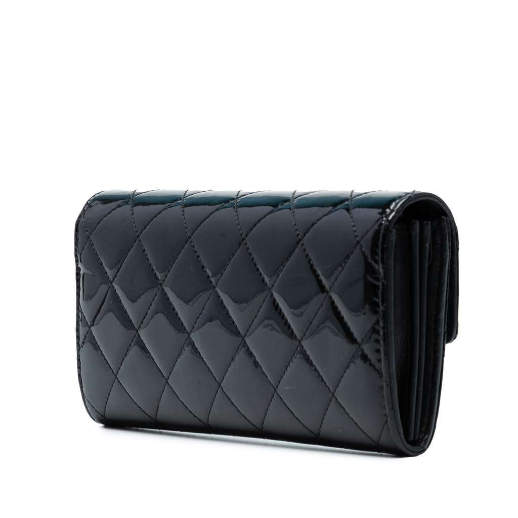 Chanel Large CC Quilted Patent Flap Wallet - Back view