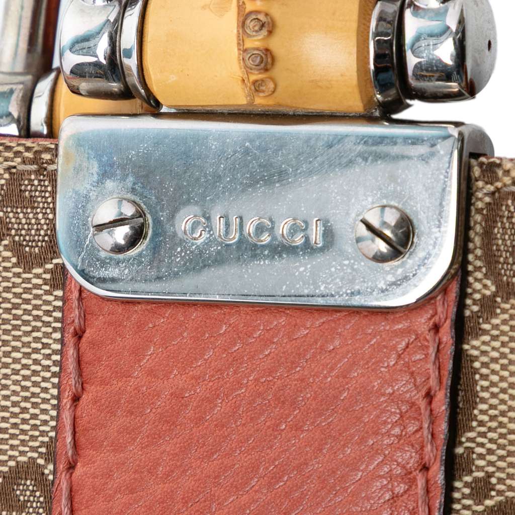 Gucci Large GG Canvas Bamboo Libeccio Tote - Side view