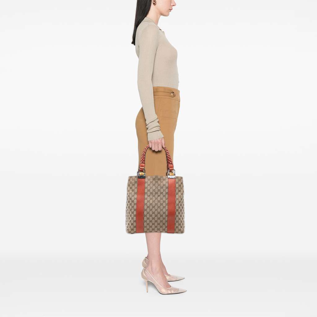Gucci Large GG Canvas Bamboo Libeccio Tote - Detail 2