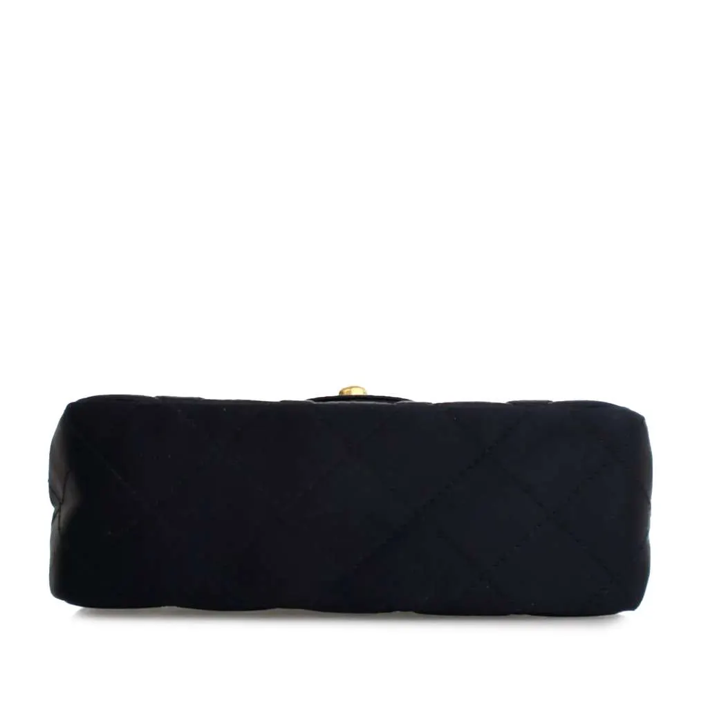 Chanel Extra Mini Rectangular Classic Satin Single Flap Black Satin Good - Inside View