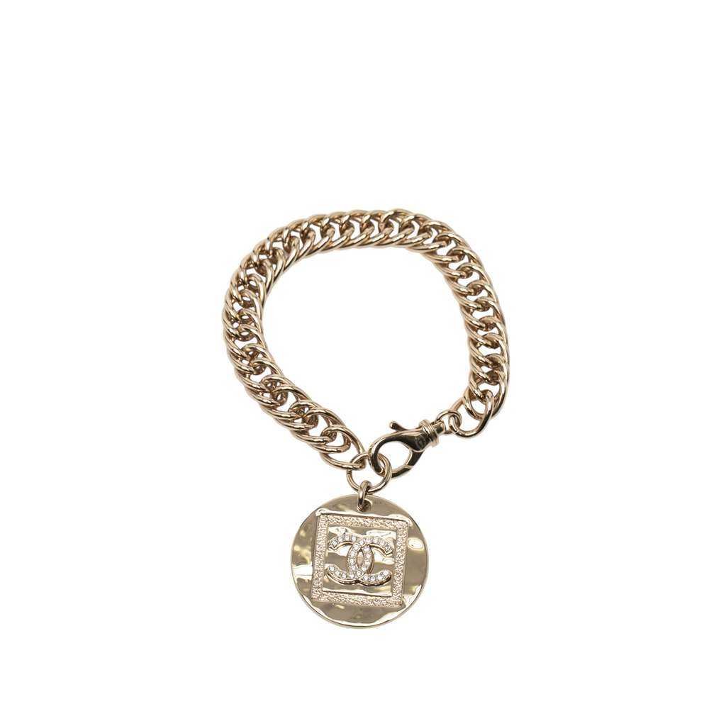 Chanel Gold Plated CC Rhinestone Bracelet - 2
