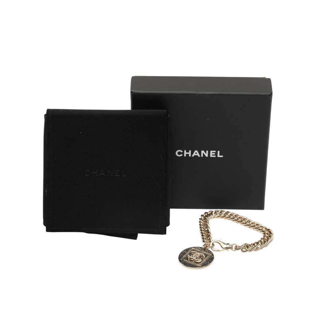 Chanel Gold Plated CC Rhinestone Bracelet - 5