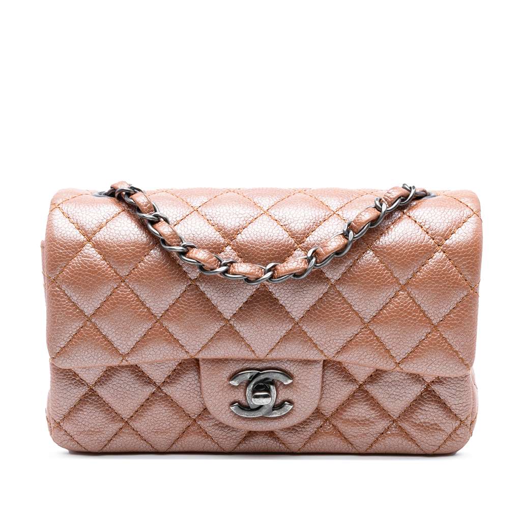 Chanel Mini Rectangular Classic Metallic Caviar Single Flap