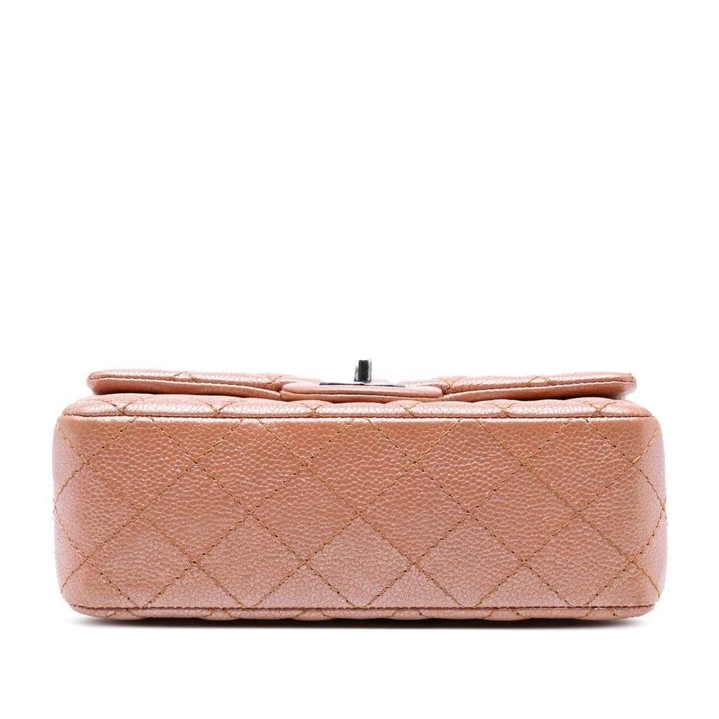 Chanel Mini Rectangular Classic Metallic Caviar Single Flap - Image 6