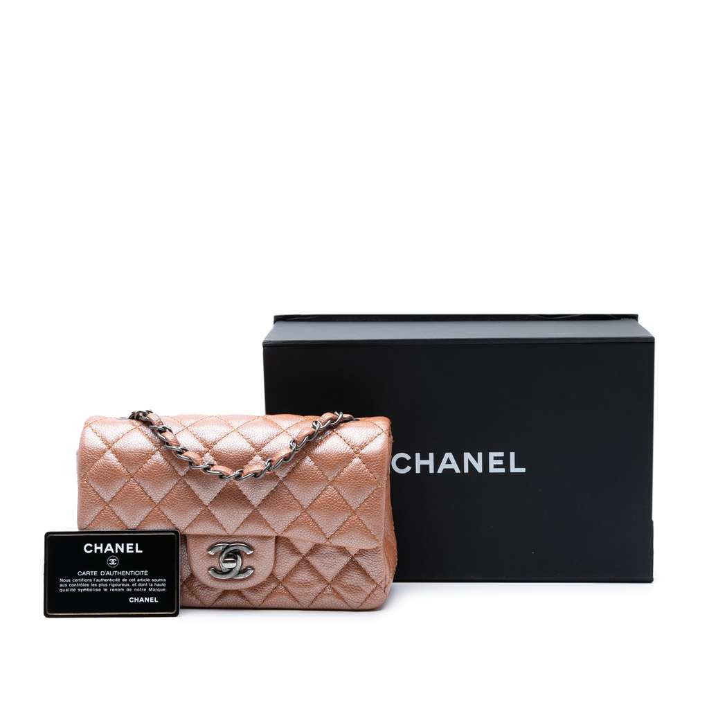 Chanel Mini Rectangular Classic Metallic Caviar Single Flap - Image 10