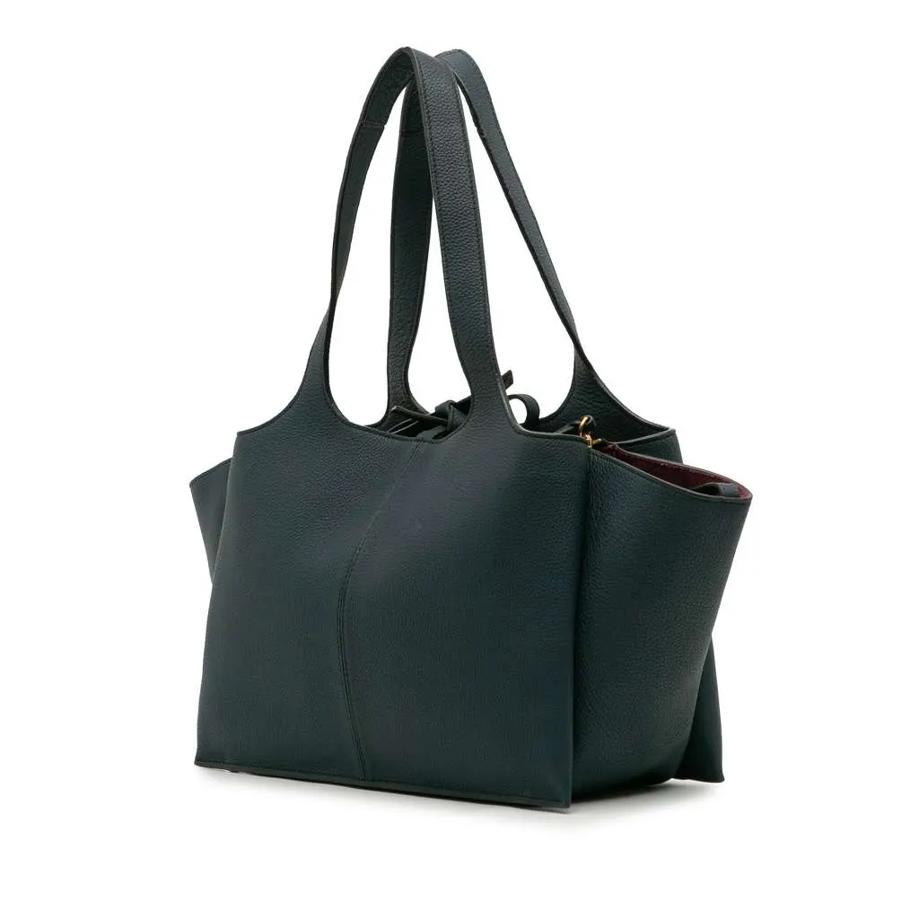 Celine Medium Calfskin Trifold Tote Blue Leather Good - Back View
