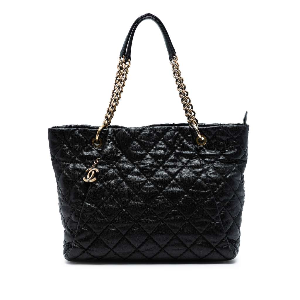 Chanel Large CC Quilted Glazed Caviar Coco Pleats Tote