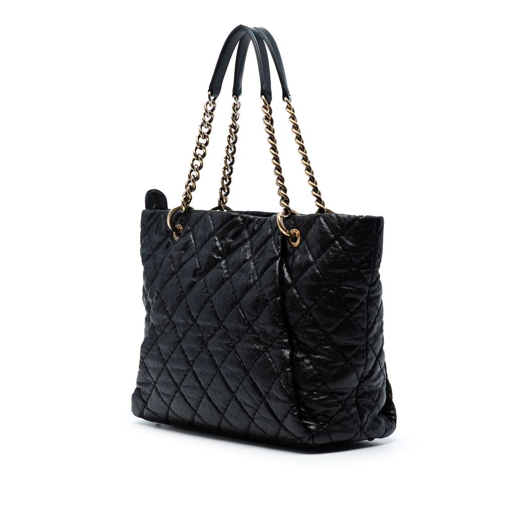Chanel Large CC Quilted Glazed Caviar Coco Pleats Tote - Back view