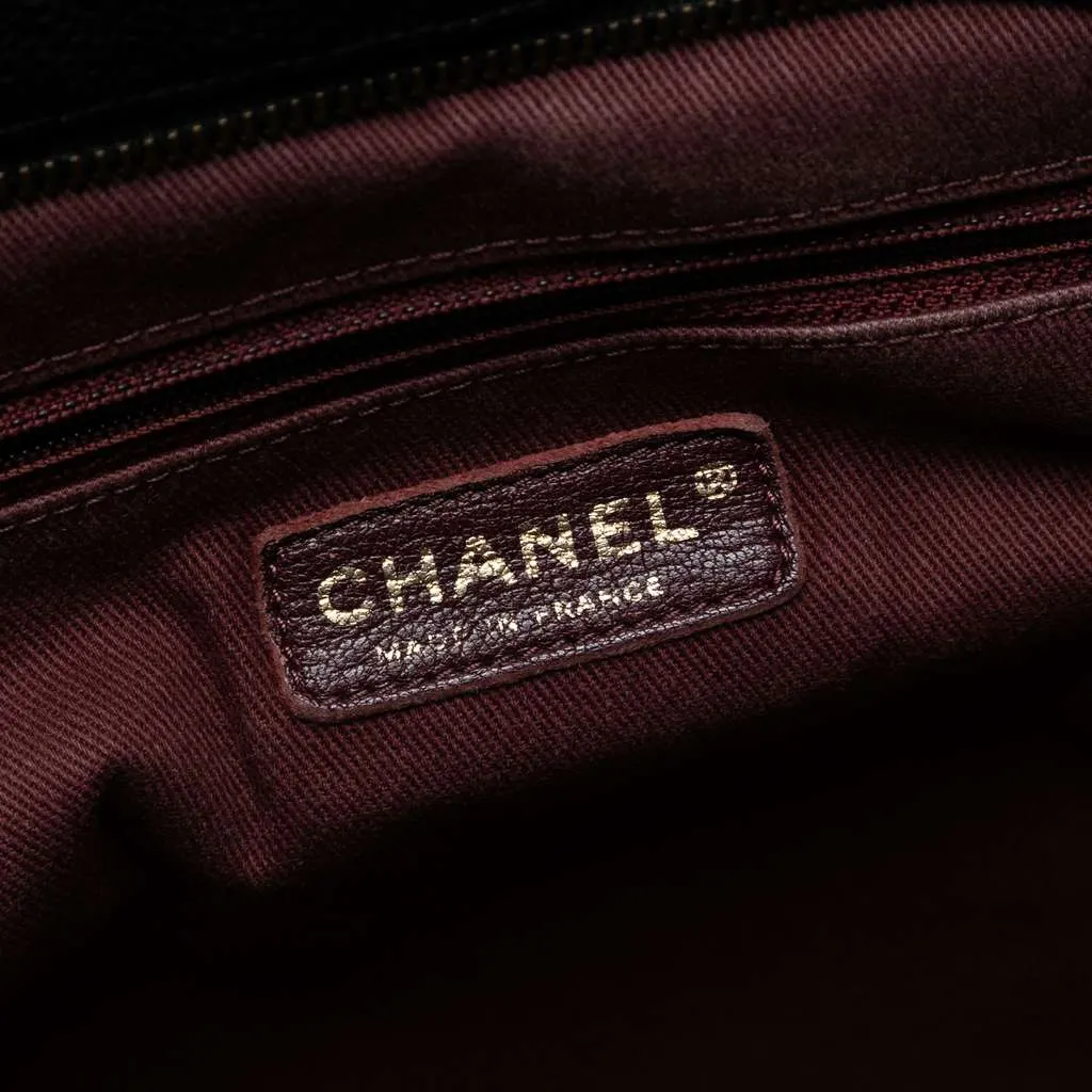 Chanel Large CC Quilted Glazed Caviar Coco Pleats Tote Black Leather Good - Box View
