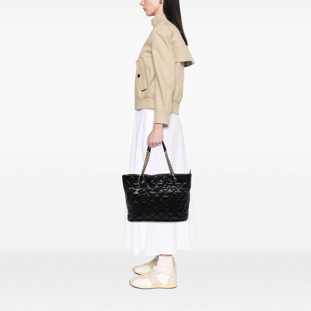 Chanel Large CC Quilted Glazed Caviar Coco Pleats Tote - Detail 2