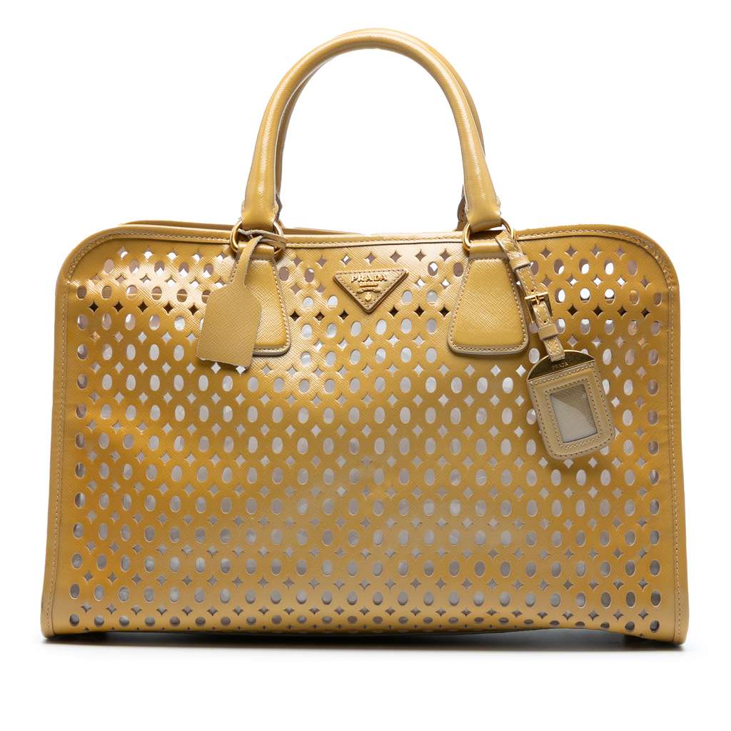Prada Saffiano Vernice Fori Perforated Tote
