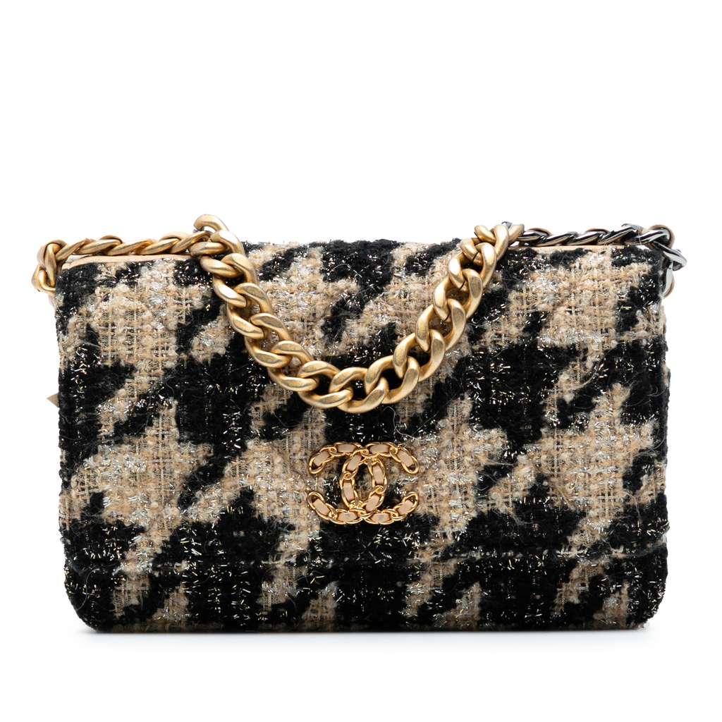 Chanel Houndstooth Tweed 19 Wallet On Chain