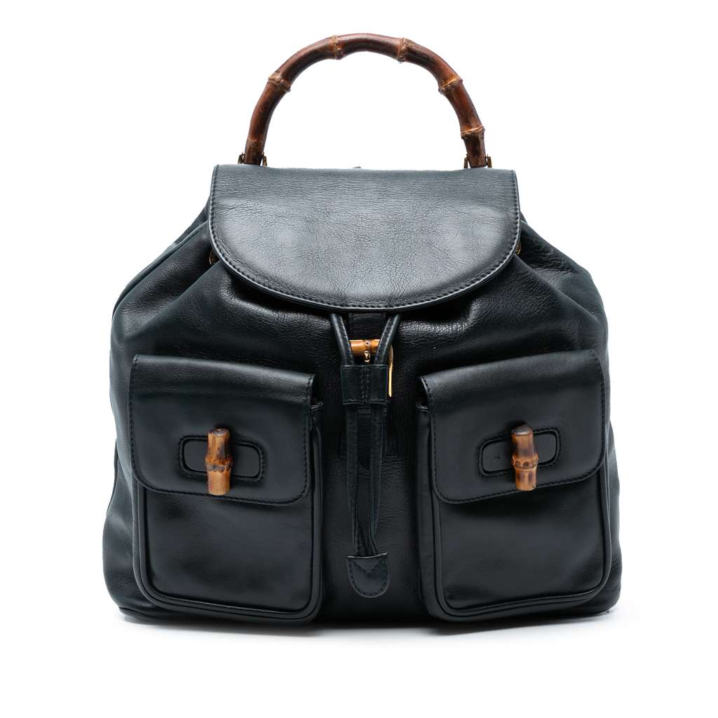 Gucci Calfskin Bamboo Drawstring Backpack
