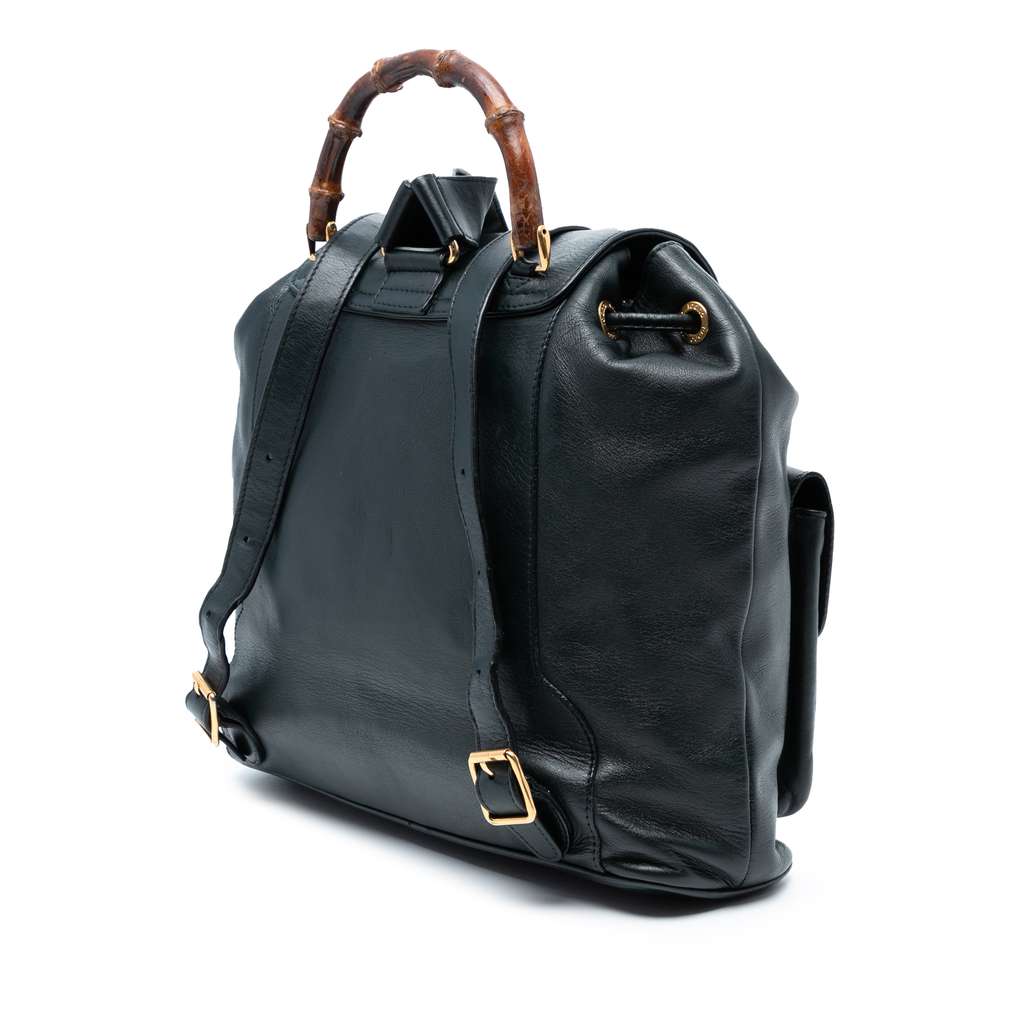Gucci Calfskin Bamboo Drawstring Backpack - Back view