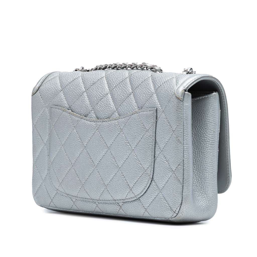 Chanel Small Quilted Metallic Caviar CC Filigree Flap - Back view