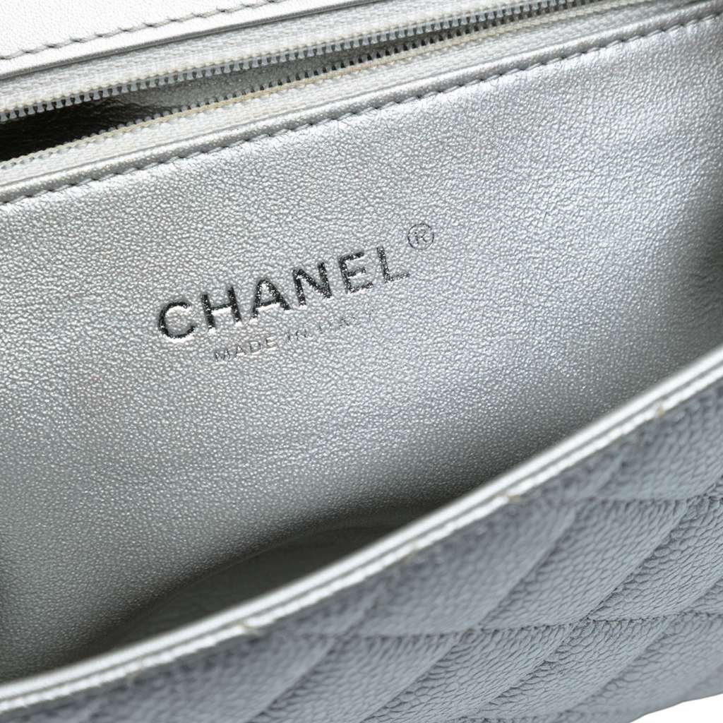 Chanel Small Quilted Metallic Caviar CC Filigree Flap - Side view