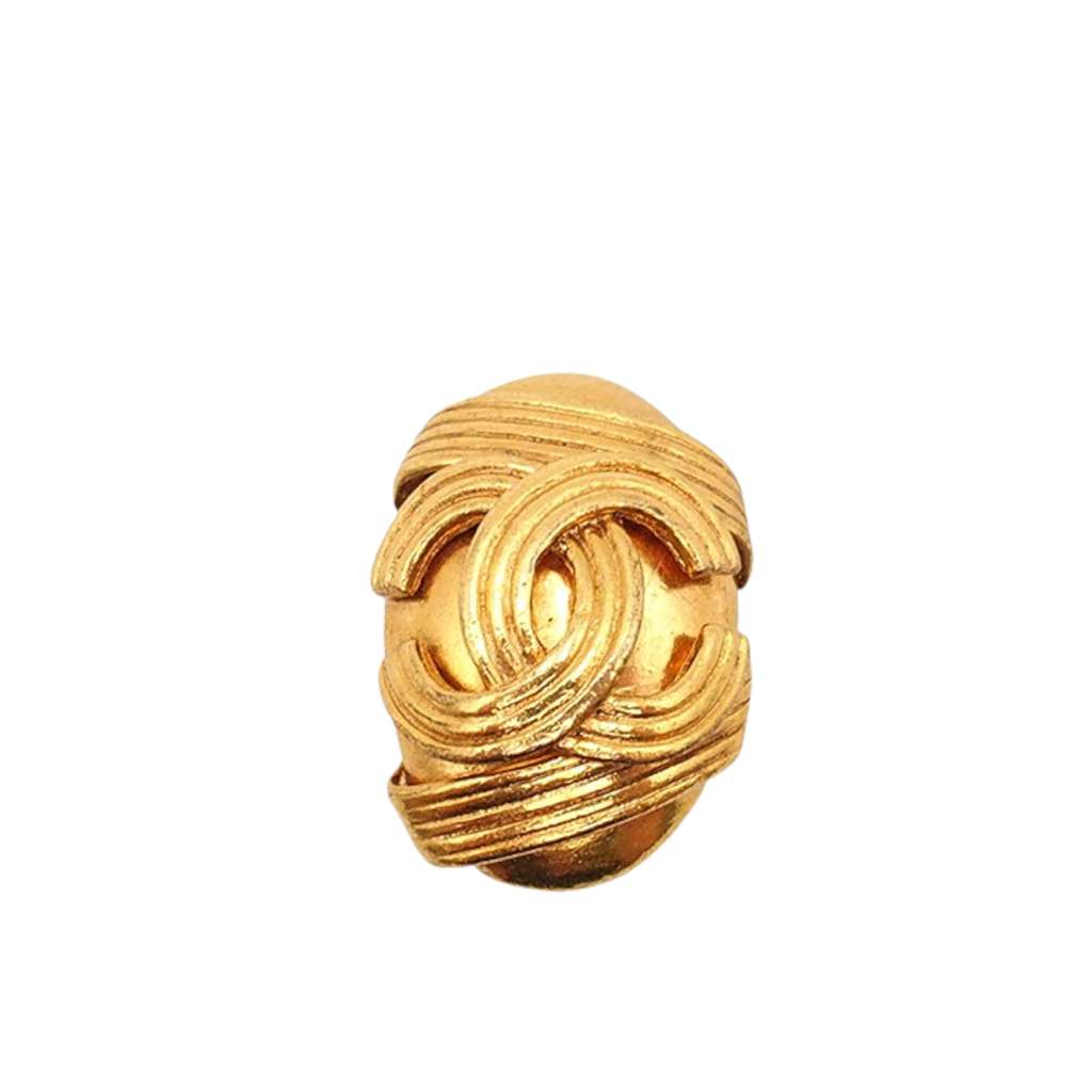 Chanel Gold Plated CC Clip On Earrings - Back view