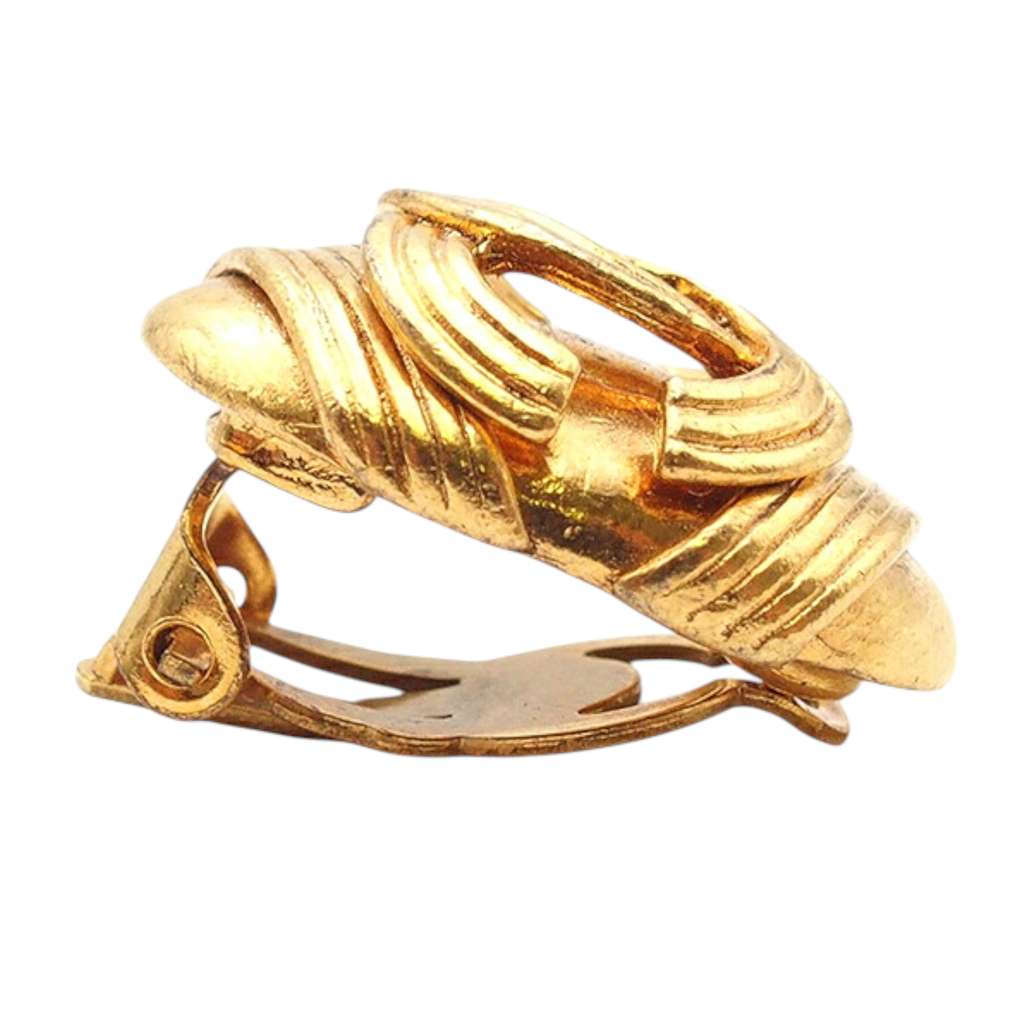 Chanel Gold Plated CC Clip On Earrings - Detail 1