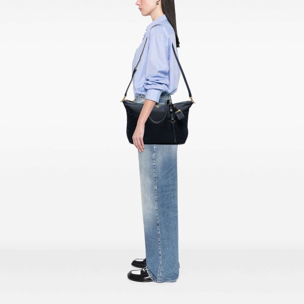 Prada Saffiano Trimmed Tessuto Zip Top Convertible Tote - Detail 1