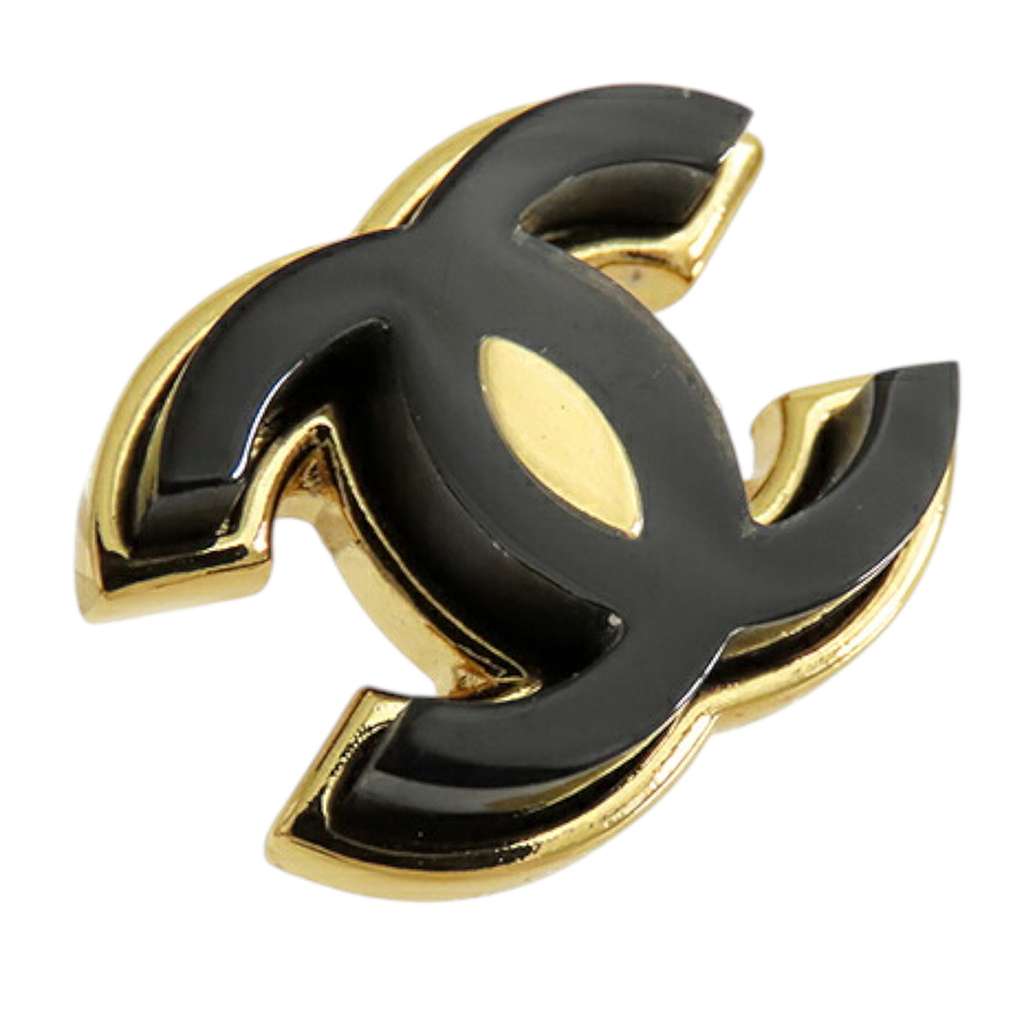 Chanel Gold Plated Enamel CC Push Back Earrings - Image 6