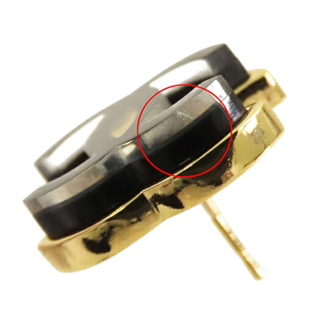 Chanel Gold Plated Enamel CC Push Back Earrings - Detail 2