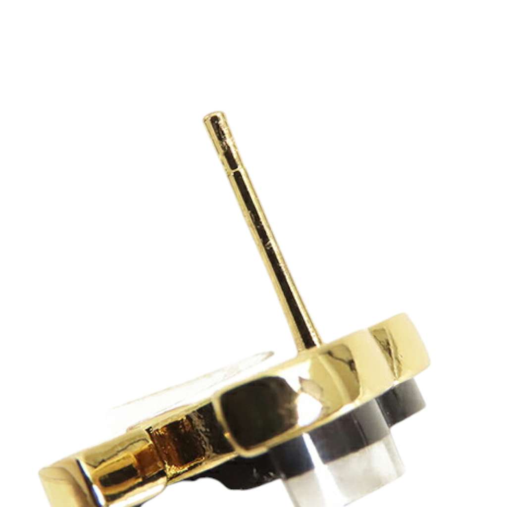 Chanel Gold Plated Enamel CC Push Back Earrings - Image 10