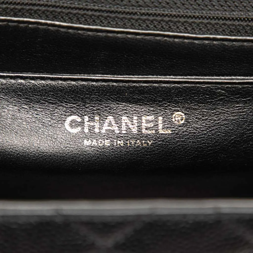Chanel CC Quilted Caviar Kelly Top Handle Bag Black Leather Good - Box View
