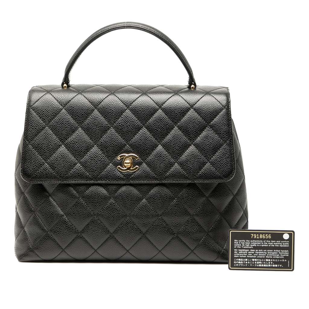 Chanel CC Quilted Caviar Kelly Top Handle Bag - Image 10