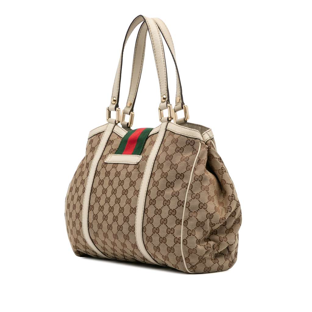 Gucci GG Canvas Web New Ladies Tote - Back view