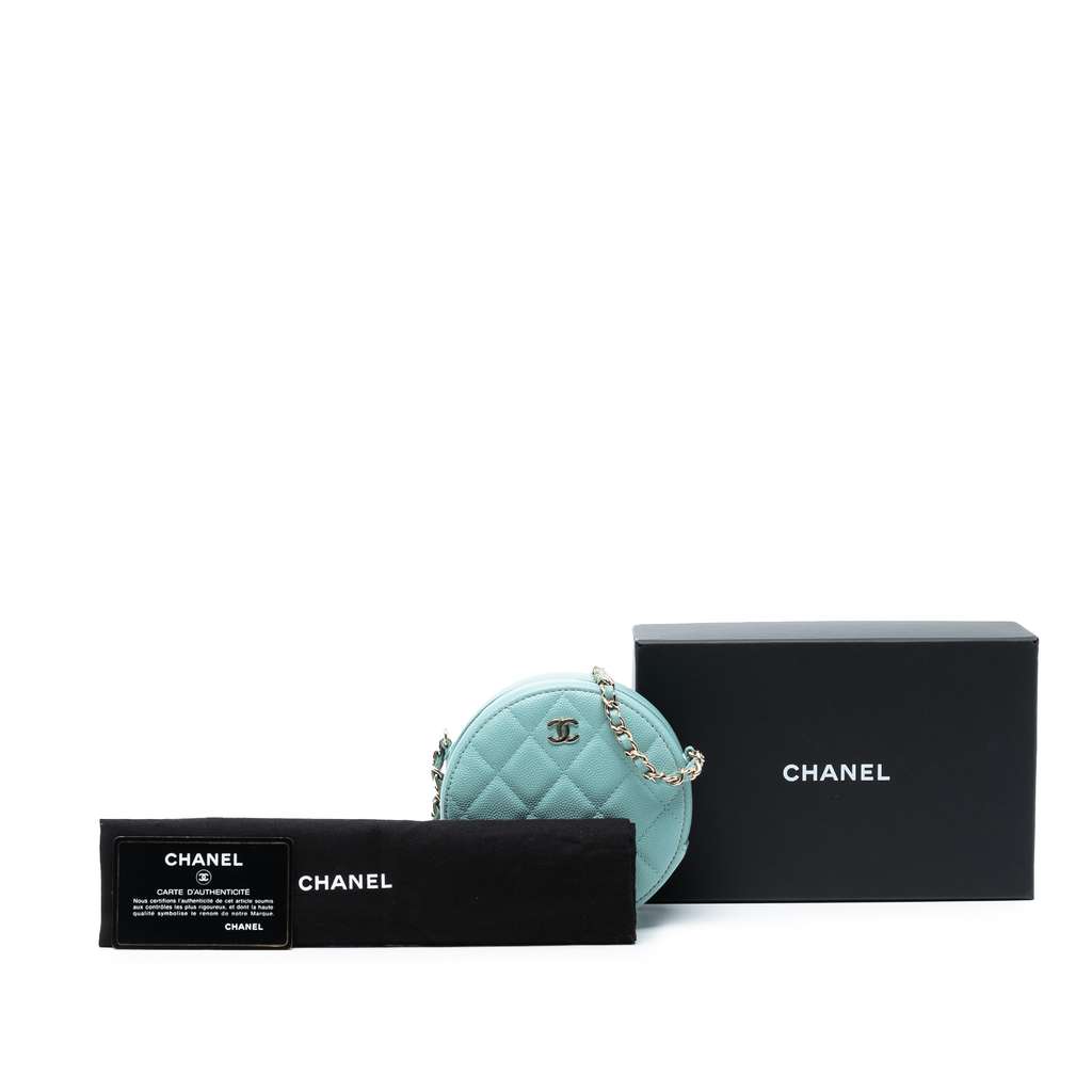 Chanel CC Quilted Caviar Round Clutch With Chain - Image 10