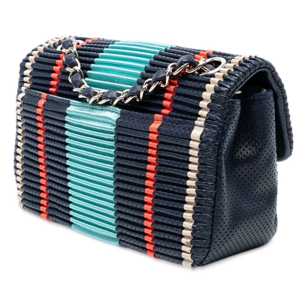 Chanel New Mini Coco Pleats Perforated Calfskin Single Flap - Back view